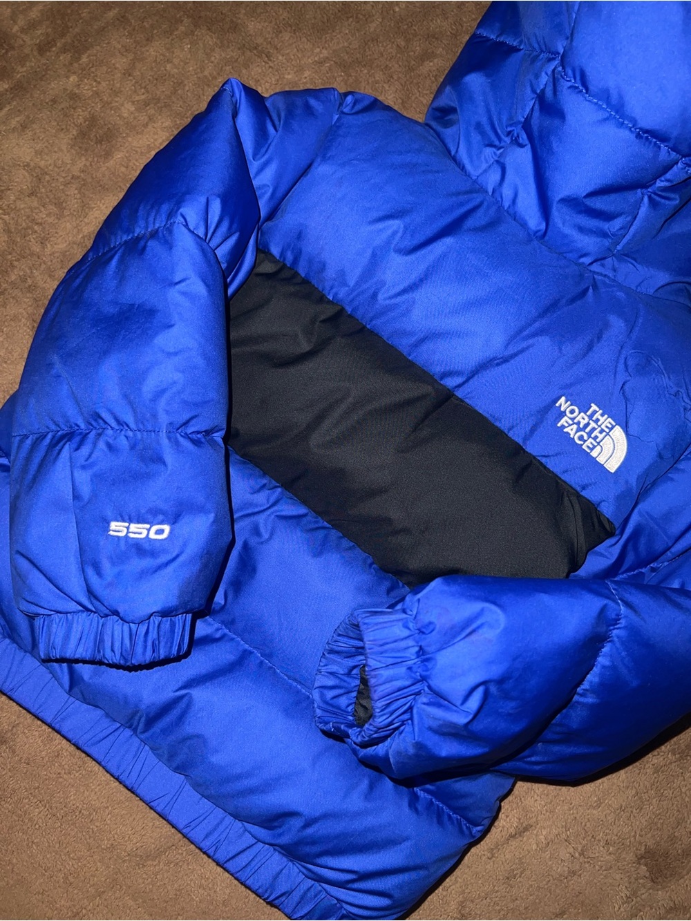The North Face Moondoggy Down Kids Blue 550 Puffer Jacket with Black Accent 2T